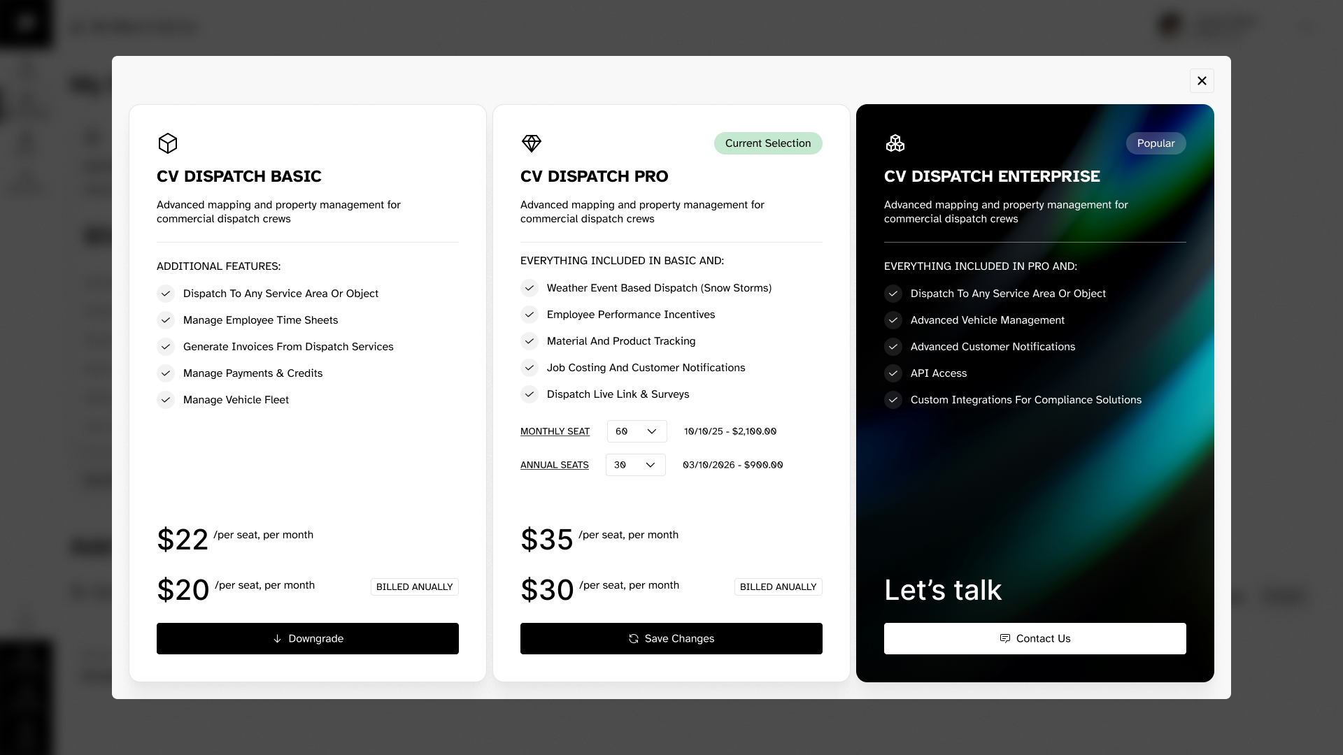 Manage subscription  modal - CV Dispatch.png